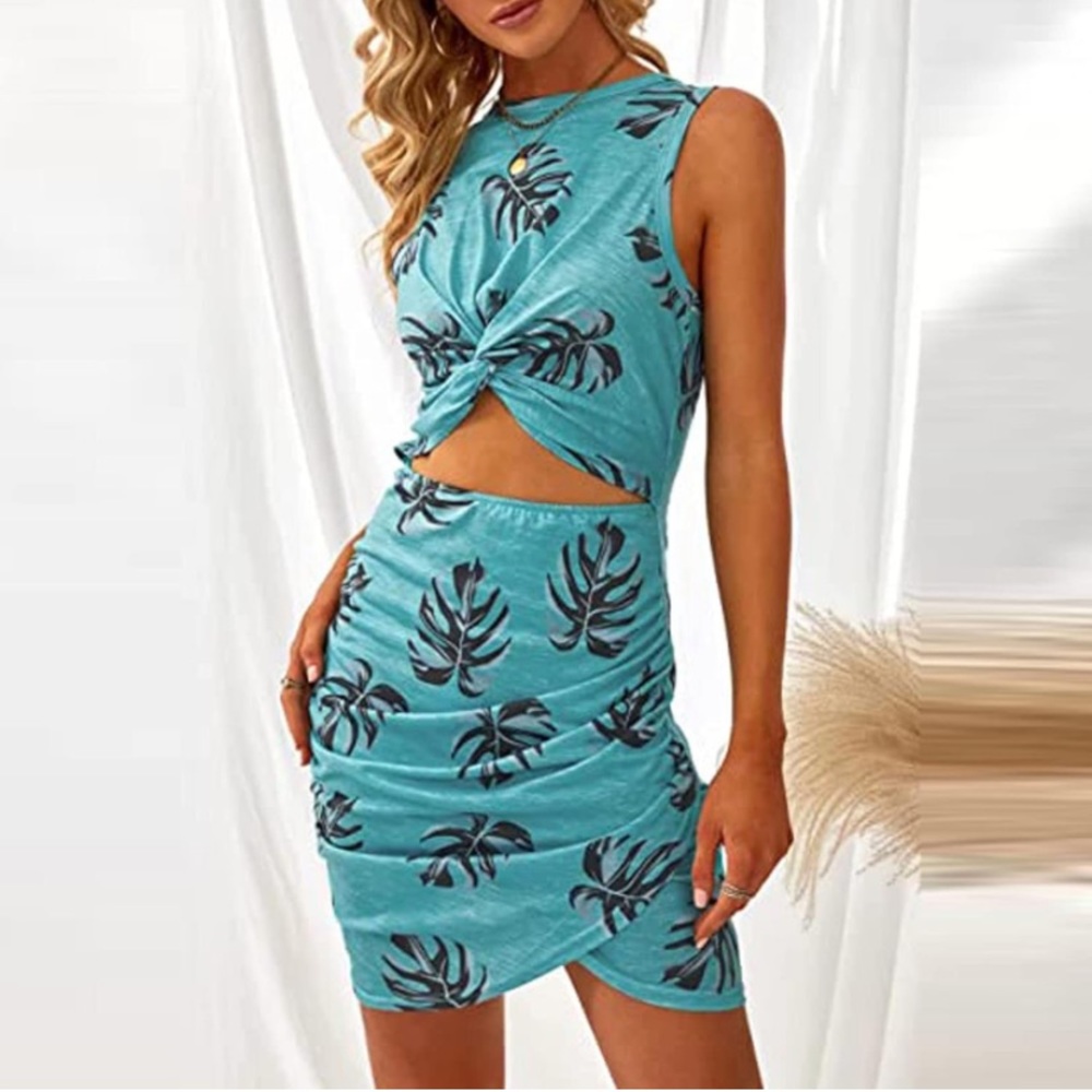 NWOT Summer sleeveless slim wrap hip casual mini dress